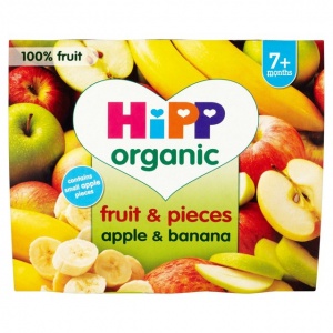 Hipp 7 Month Organic Fruit & Pieces Apple & Banana 4 x 100g