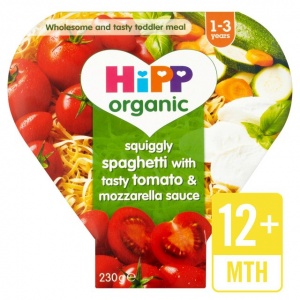 Hipp 12 Month Organic Squiggly Spaghetti, Tasty Tomato & Mozarella 230g